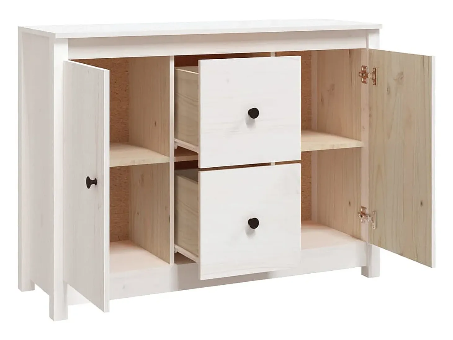 Aparador Blanco 100x35x74 cm Madera Maciza de Pino