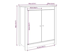 Aparador blanco 70x35x80 cm madera maciza de pino