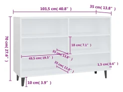 Aparador blanco 103,5x35x70 cm madera de ingeniería