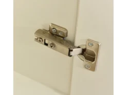 Aparador blanco y madera con luz LED, aparador de salón con 2 puertas y 3 cajones