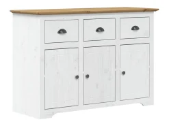 Aparador BODO blanco y marrón 115,5x44x80 cm madera maciza de pino
