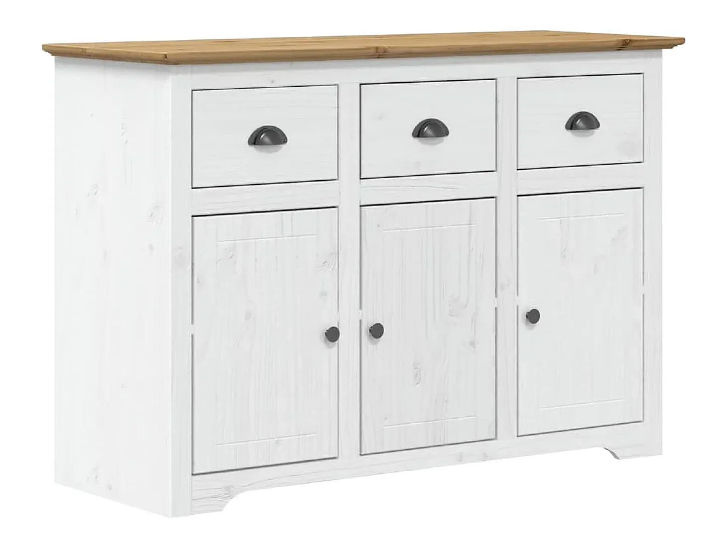 Aparador BODO blanco y marrón 115,5x44x80 cm madera maciza de pino
