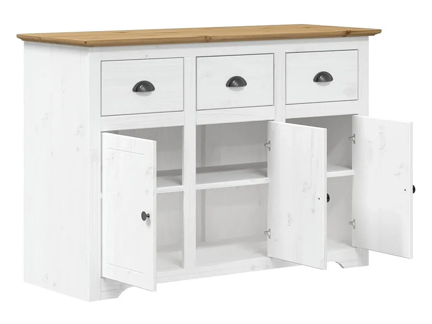 Aparador BODO blanco y marrón 115,5x44x80 cm madera maciza de pino