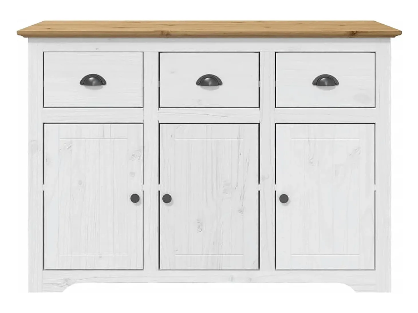 Aparador BODO blanco y marrón 115,5x44x80 cm madera maciza de pino