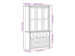 Aparador BODO blanco y marrón 115,5x43x200,5cm madera maciza de pino