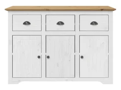 Aparador BODO blanco y marrón 115,5x43x200,5cm madera maciza de pino
