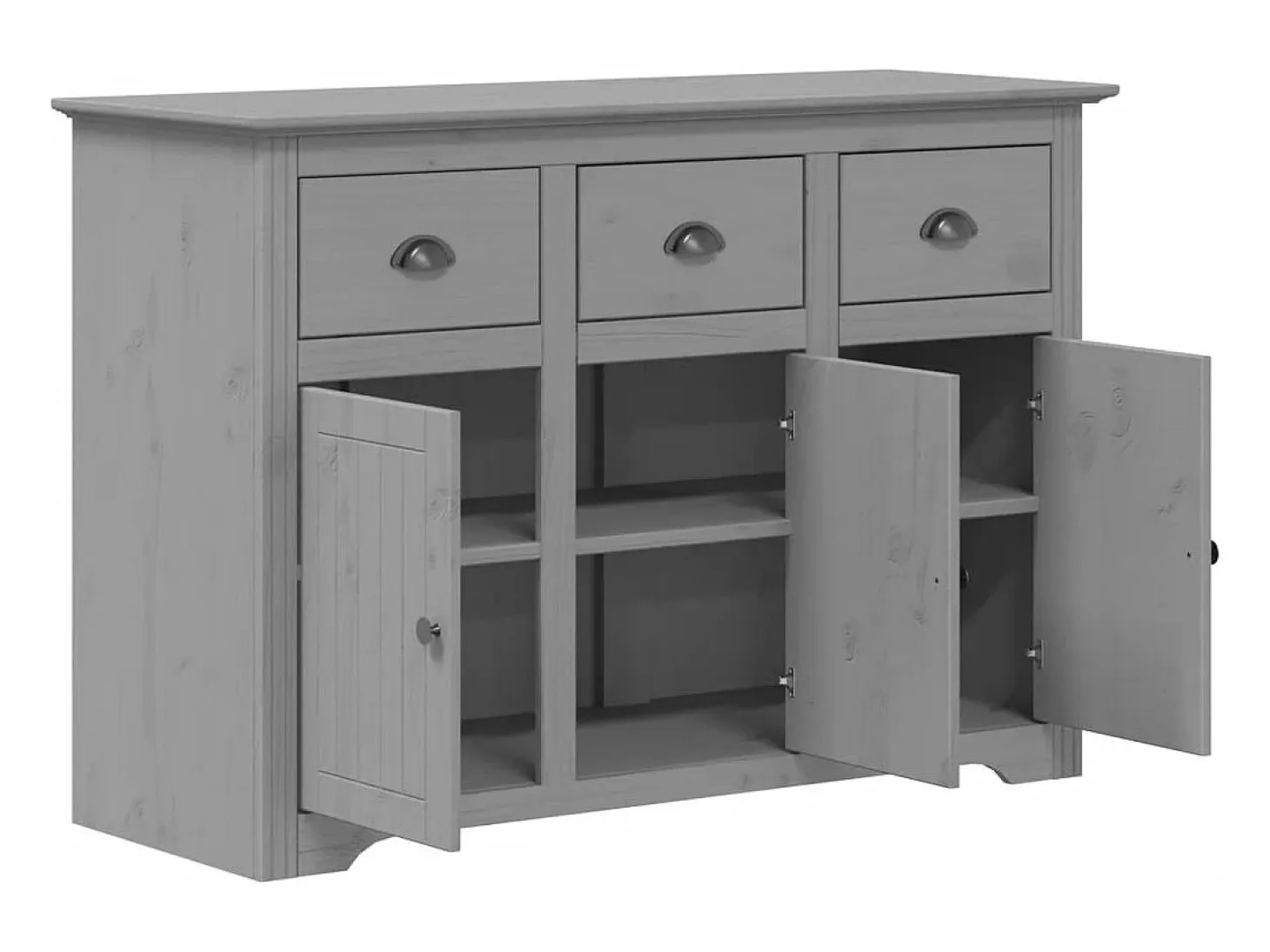 Aparador BODO gris 115,5x44x80 cm madera maciza de pino