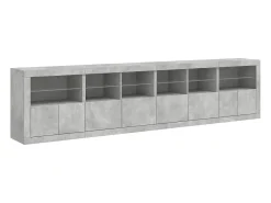 Aparador buffet cómoda armario mueble organizador cocina salón salón con luces LED 283 x 37 x 67 cm gris 02_0029994