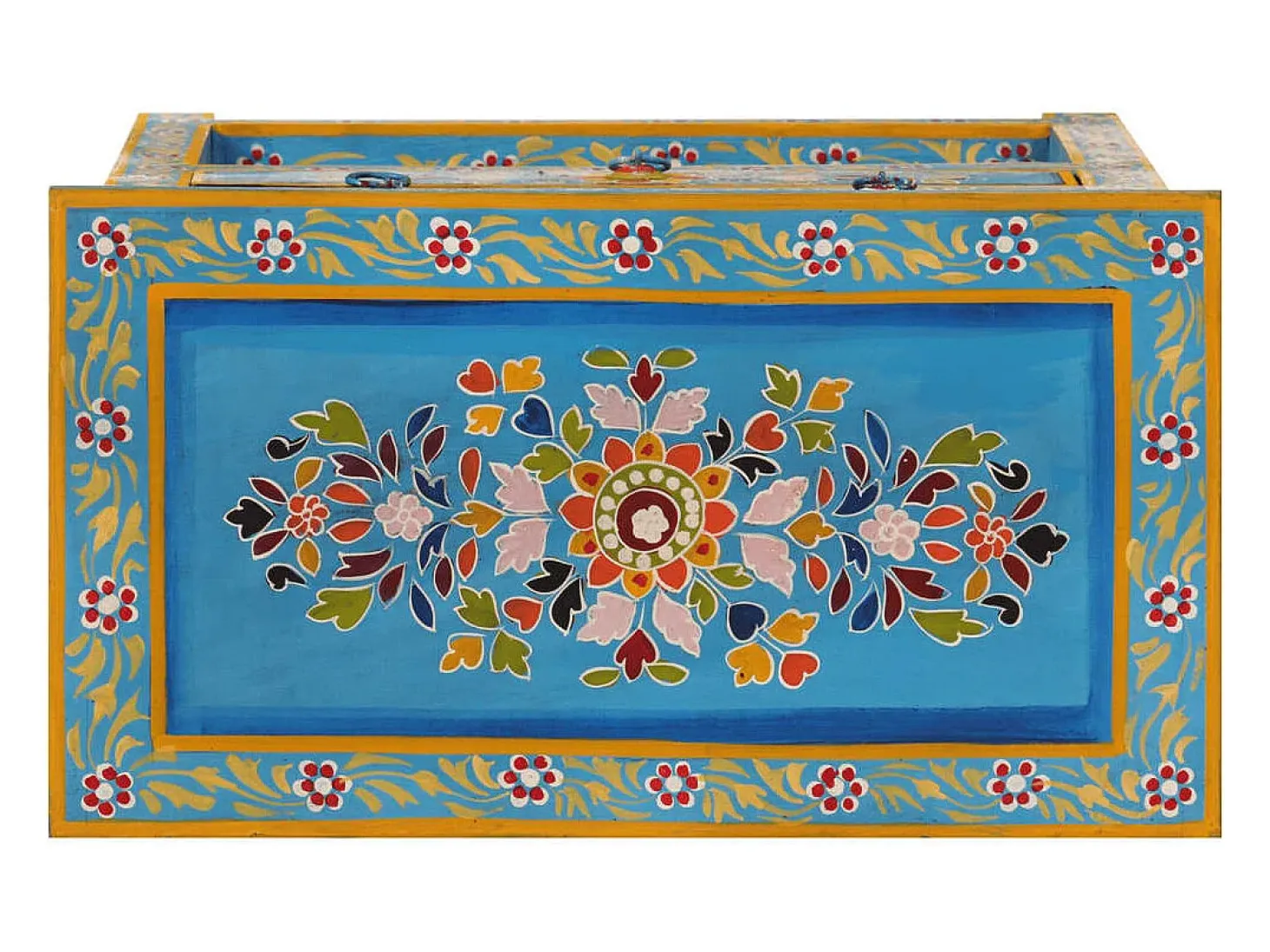 Aparador buffet cómoda armario mueble organizador cocina salón salón turquesa 55 x 30 x 76 cm madera maciza de mango multicolor 02_0036562