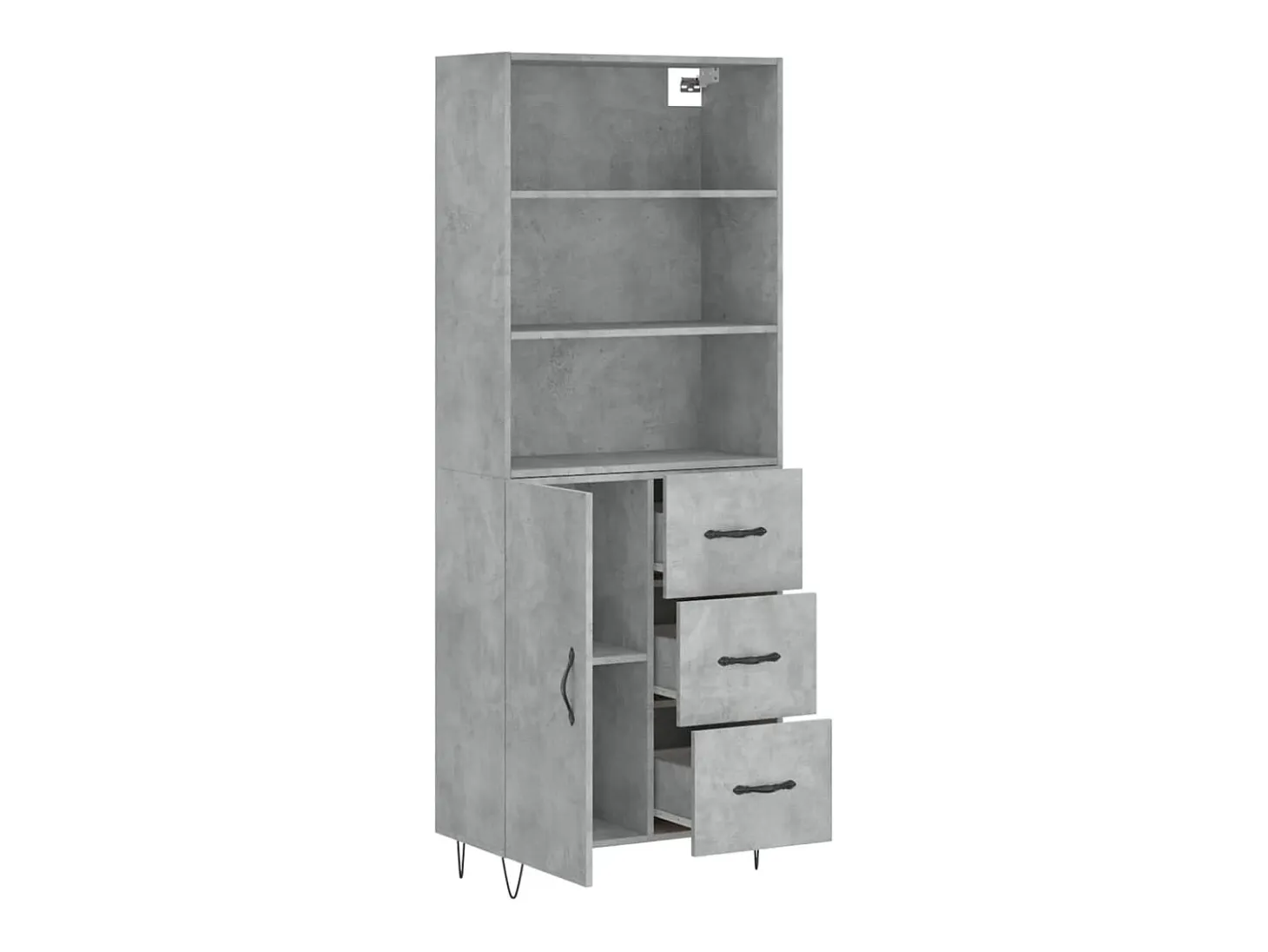 Aparador buffet cómoda armario mueble organizador cocina salón salón alto 69,5 x 34 x 180 cm madera contrachapada gris 02_0034616