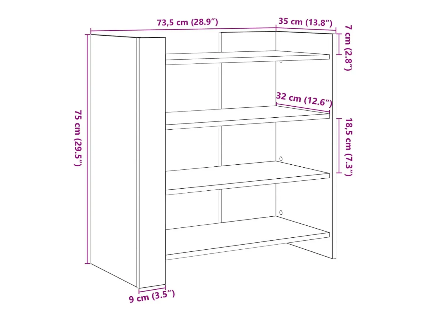 Aparador buffet cómoda armario unidad de almacenamiento organizador cocina salón salonsonoma 73,5 x 35 x 75 cm madera contrachapada gris 02_0036523