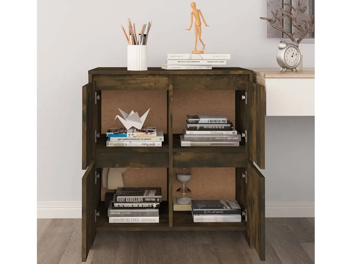 Aparador buffet cómoda armario mueble organizador cocina salón salón juego de 2 70 x 41 x 75 cm madera contrachapada marrón 02_0036748