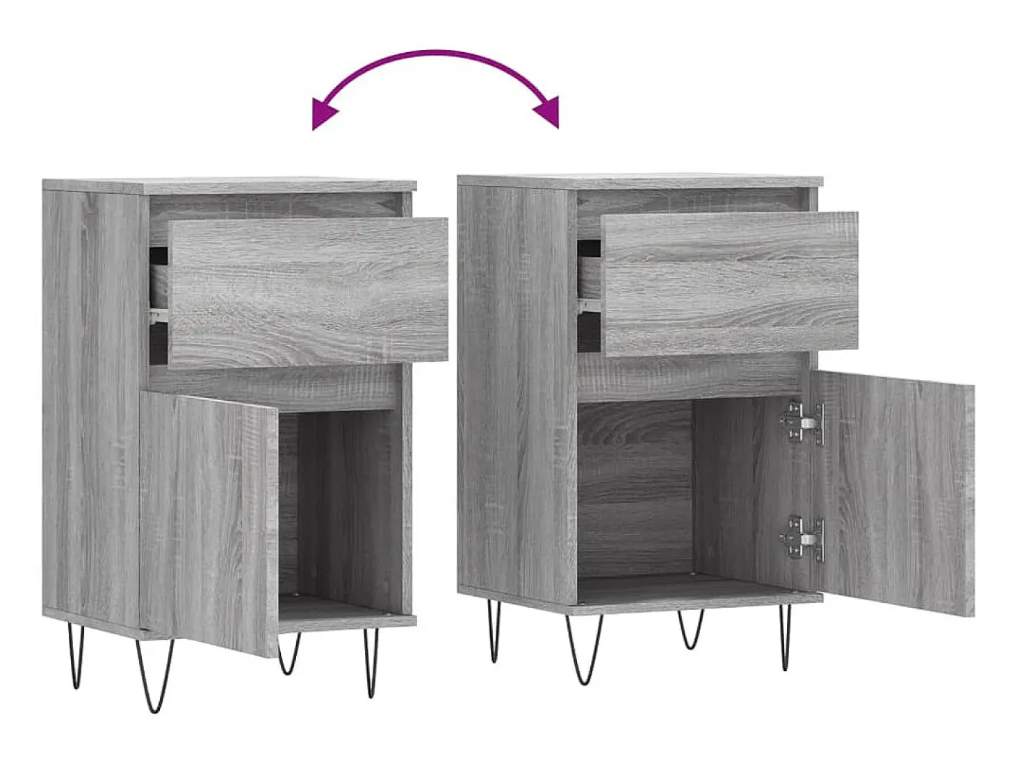 Aparador buffet cómoda armario unidad de almacenamiento organizador cocina salón salón juego de 2 sonoma 40 x 35 x 70 cm madera contrachapada gris 02_0036947
