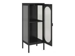 Aparador buffet cómoda armario mueble organizador cocina salón salón 40 x 35 x 105 cm vidrio y acero negro 02_0035930