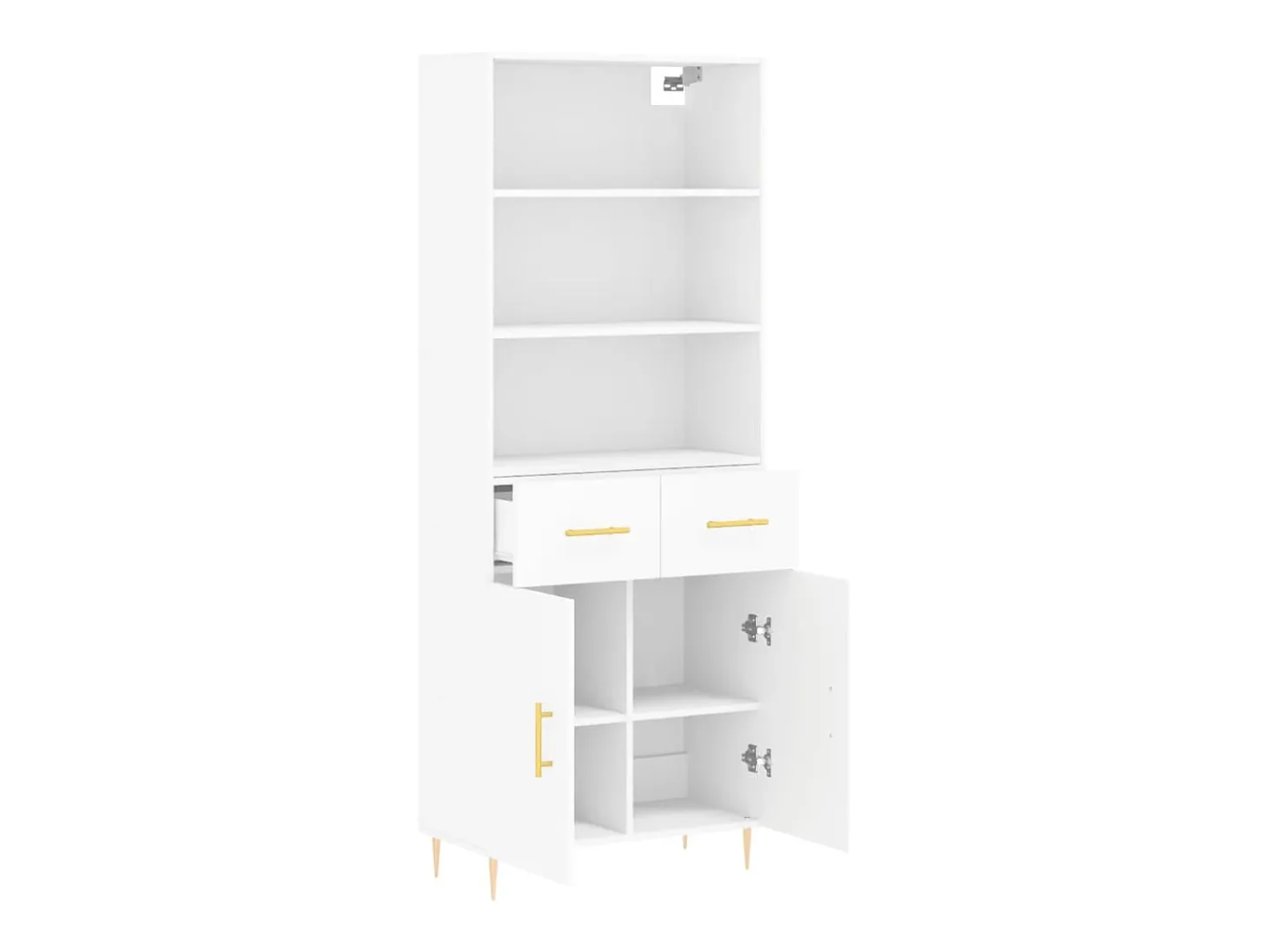 Aparador buffet cómoda armario mueble organizador cocina salón salón alto 69,5 x 34 x 180 cm madera contrachapada blanco 02_0032600