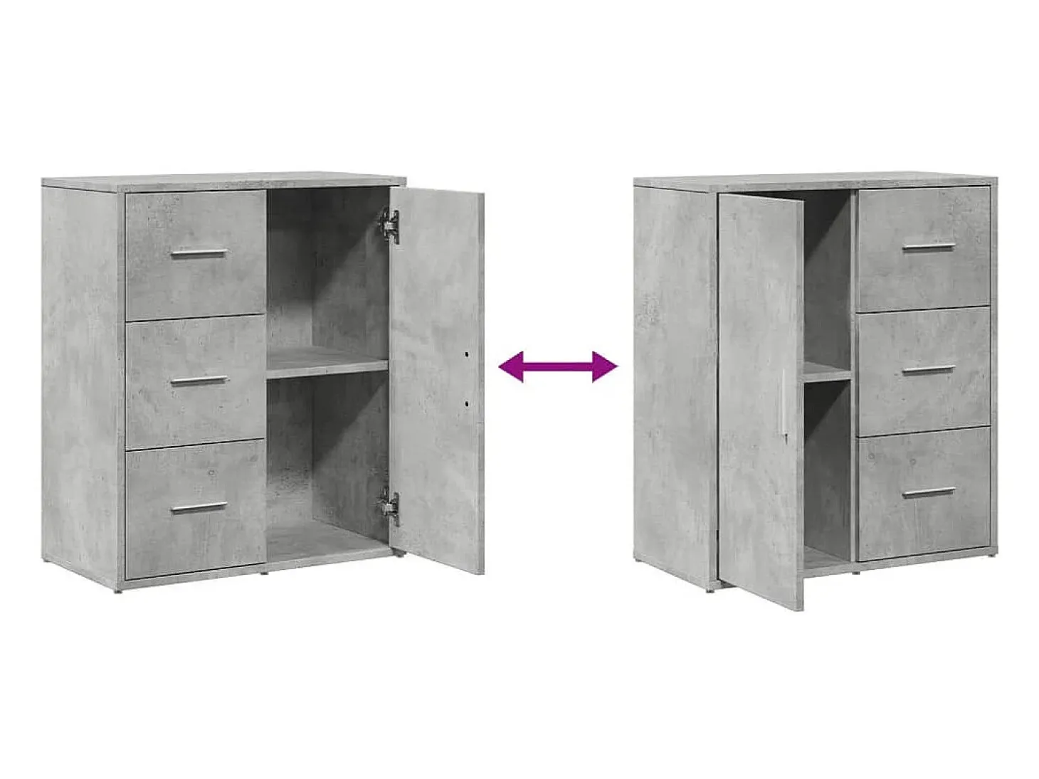 Aparador buffet cómoda armario mueble organizador cocina salón salón juego de 2 sonoma 60 x 31 x 70 cm madera contrachapada gris 02_0036960