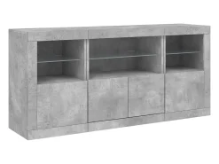 Aparador buffet cómoda armario mueble organizador cocina salón salón con luces LED 142,5 x 37 x 67 cm gris 02_0029977