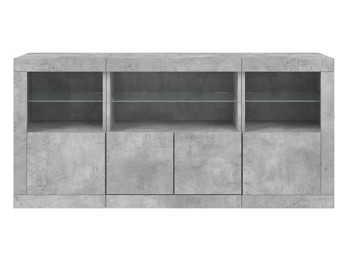 Aparador buffet cómoda armario mueble organizador cocina salón salón con luces LED 142,5 x 37 x 67 cm gris 02_0029977