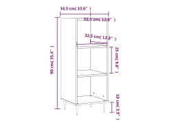 Aparador buffet cómoda armario unidad de almacenamiento organizador cocina salón salonsonoma 34,5 x 32,5 x 90 cm madera contrachapada gris 02_0036297