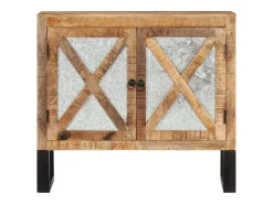 Aparador buffet cómoda armario mueble organizador cocina salón salón 80 x 30 x 71 cm madera maciza de mango en bruto y metal marrón 02_0029654