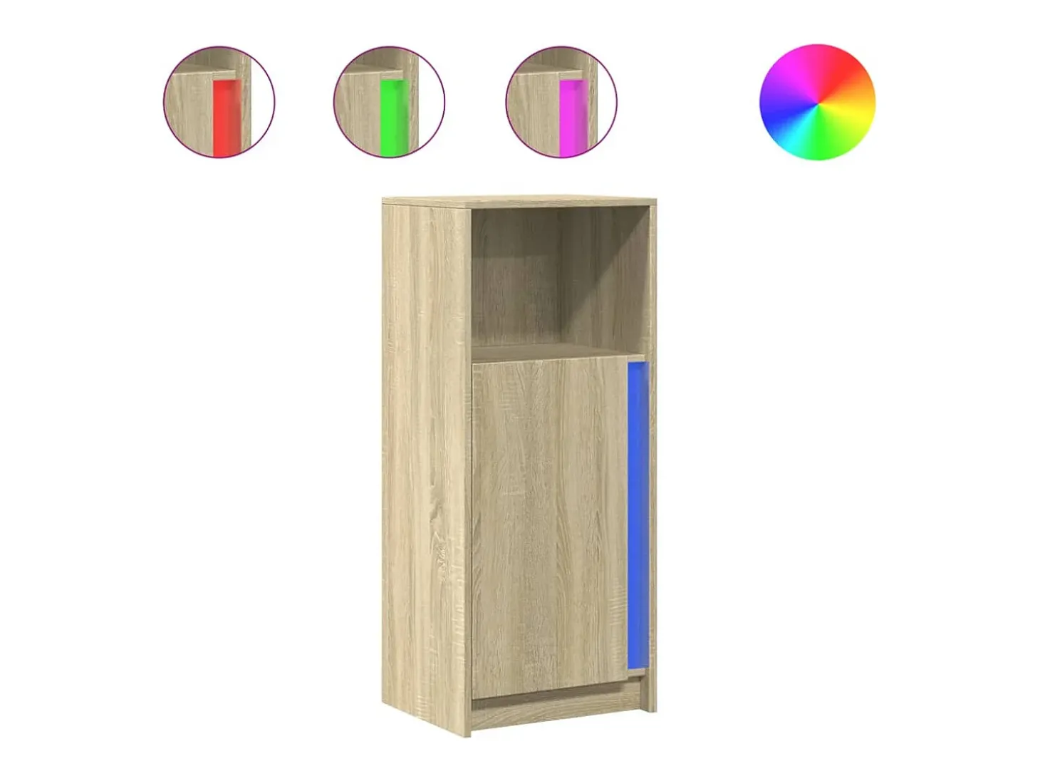 Aparador buffet cómoda armario mueble organizador cocina salón salón con Sonoma LED 42,5 x 34 x 100 cm madera contrachapada marrón 02_0029795