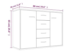 Aparador buffet cómoda armario unidad de almacenamiento organizador cocina salón salón 88 x 30 x 65 cm madera contrachapada marrón 02_0031117