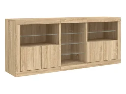 Aparador buffet cómoda armario mueble organizador cocina salón salón con luces LED sonoma 162 x 37 x 67 cm marrón 02_0029943