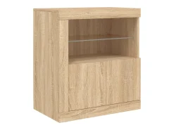 Aparador buffet cómoda armario mueble organizador cocina salón salón con luces LED sonoma 162 x 37 x 67 cm marrón 02_0029943
