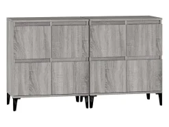 Aparador buffet cómoda armario mueble organizador cocina salón salón juego de 2 sonoma 60 x 35 x 70 cm madera contrachapada gris 02_0036965