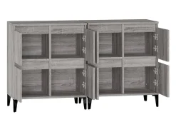 Aparador buffet cómoda armario mueble organizador cocina salón salón juego de 2 sonoma 60 x 35 x 70 cm madera contrachapada gris 02_0036965