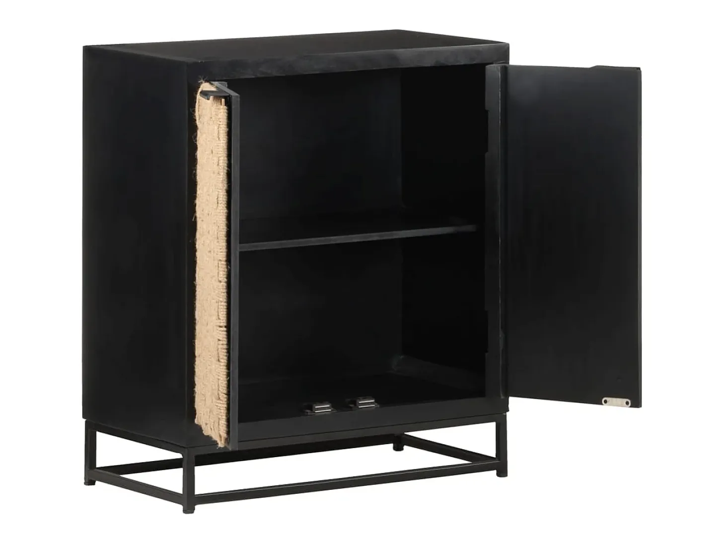Aparador buffet cómoda armario mueble organizador cocina salón salón 60 x 35 x 70 cm madera maciza de mango negro 02_0029622