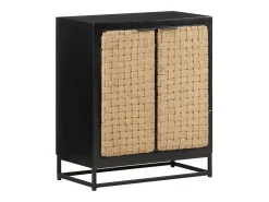 Aparador buffet cómoda armario mueble organizador cocina salón salón 60 x 35 x 70 cm madera maciza de mango negro 02_0029622