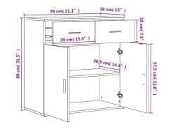 Aparador buffet cómoda armario mueble organizador cocina salón salón juego de 2 79 x 38 x 80 cm madera contrachapada blanca 02_0036685