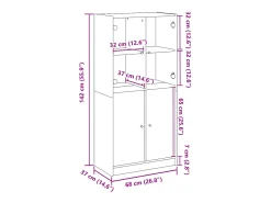 Aparador buffet cómoda armario mueble organizador cocina salón salón alto con puertas madera vieja 68 x 37 x 142 cm madera contrachapada marrón 02_0032248