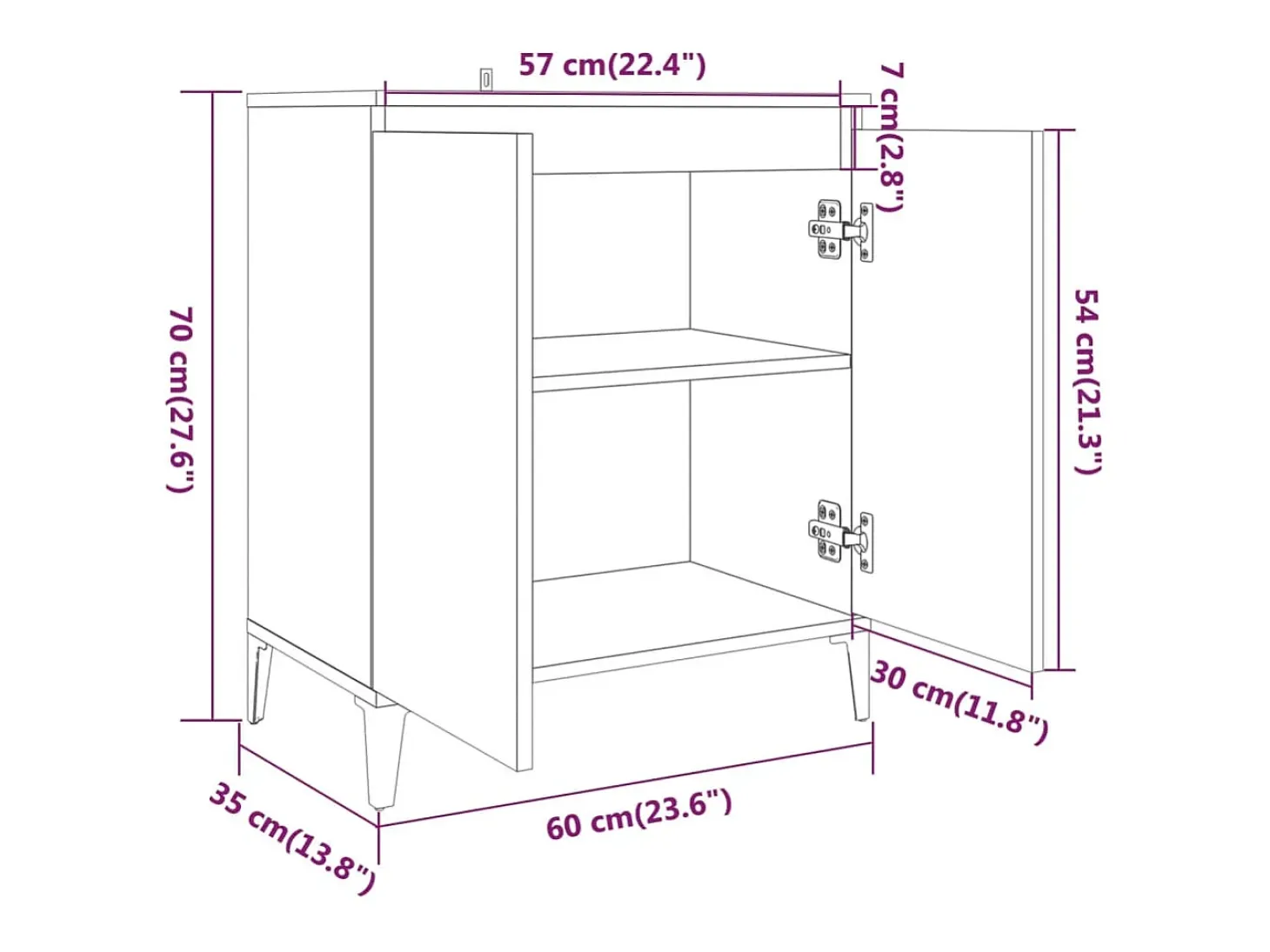 Aparador buffet cómoda armario unidad de almacenamiento organizador cocina salón salonsonoma 60 x 35 x 70 cm madera contrachapada gris 02_0036408
