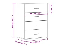 Aparador buffet cómoda armario mueble organizador cocina salón salón juego de 2 60 x 39 x 80 cm blanco madera contrachapada 02_0036683