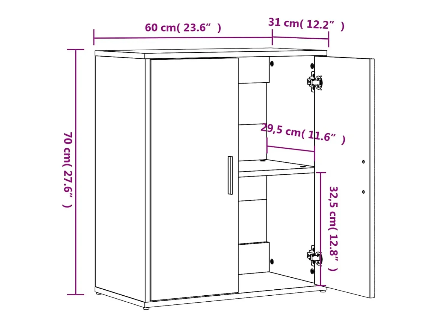 Aparador buffet cómoda armario unidad de almacenamiento organizador cocina salón salón juego de 2 sonoma 60 x 31 x 70 cm madera contrachapada marrón 02_0036814