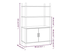 Aparador buffet cómoda armario mueble organizador cocina salón salón alto 80 x 40 x 121 cm madera contrachapada negro 02_0035131