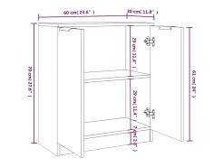 Aparador buffet cómoda armario mueble organizador cocina salón salón juego de 2 60 x 30 x 70 cm marrón madera contrachapada 02_0036735