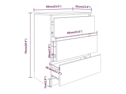 Aparador buffet cómoda armario unidad de almacenamiento organizador cocina salón salón 60 x 35 x 76 cm madera contrachapada blanco 02_0030372