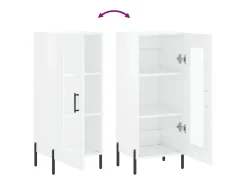 Aparador buffet cómoda armario mueble organizador cocina salón brillante 34,5 x 34 x 90 cm madera contrachapada blanco 02_0030593