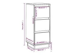 Aparador buffet cómoda armario unidad de almacenamiento organizador cocina salón salón juego de 2 32 x 34 x 75 cm madera maciza de pino negro 02_0036896