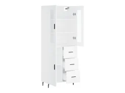 Aparador buffet cómoda armario mueble organizador cocina salón salón alto 69,5 x 34 x 180 cm madera contrachapada blanco 02_0032570