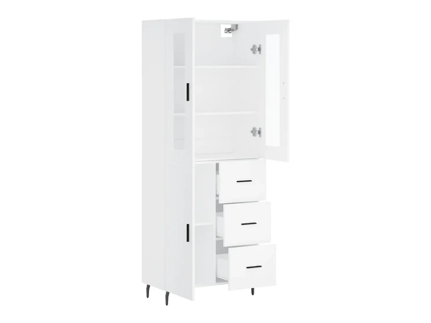 Aparador buffet cómoda armario mueble organizador cocina salón salón alto 69,5 x 34 x 180 cm madera contrachapada blanco 02_0032570