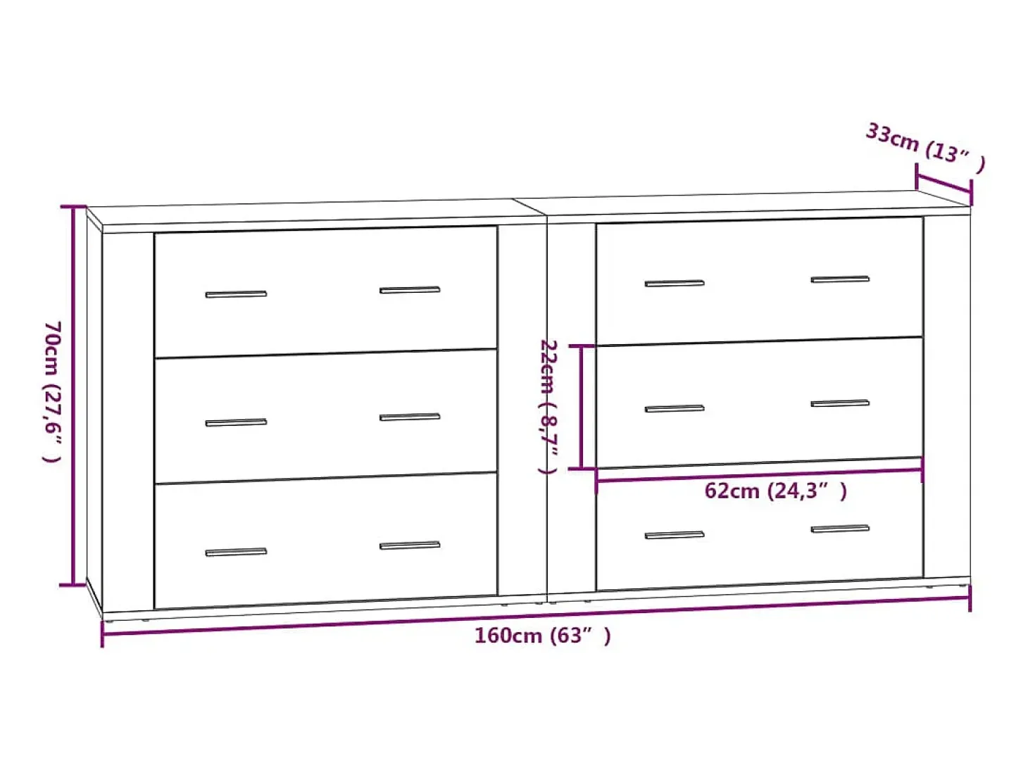 Aparador buffet cómoda armario unidad de almacenamiento organizador cocina salón salón juego de 2 madera contrachapada blanca 02_0036687