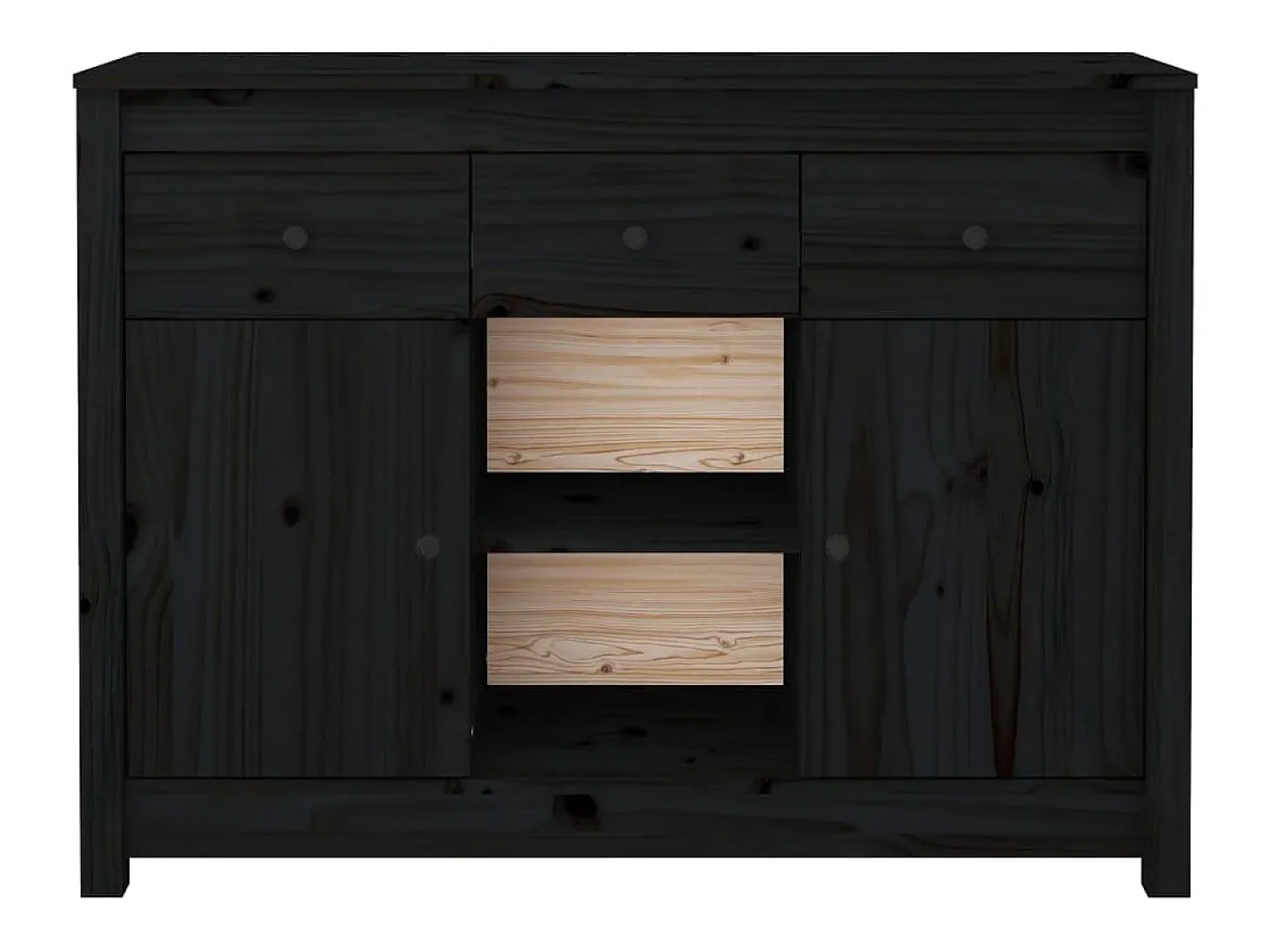 Aparador buffet cómoda armario mueble organizador cocina salón salón 100 x 35 x 74,5 cm madera maciza de pino negro 02_0035794