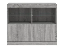 Aparador buffet cómoda armario mueble organizador cocina salón salón con luces LED Sonoma 81 x 37 x 67 cm gris 02_0030084