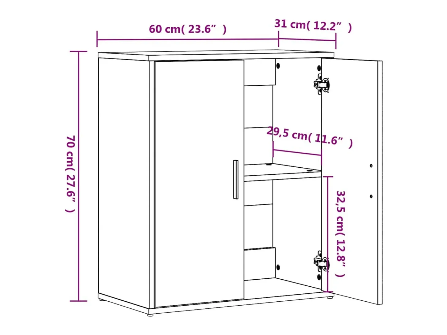 Aparador buffet cómoda armario unidad de almacenamiento organizador cocina salón salón juego de 2 sonoma 60 x 31 x 70 cm madera contrachapada gris 02_0036957