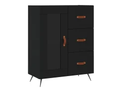 Aparador buffet cómoda armario mueble organizador cocina salón salón alto 69,5 x 34 x 180 cm madera contrachapada negra 02_0035035