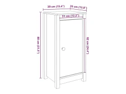 Aparador buffet cómoda armario unidad de almacenamiento organizador cocina salón salón 39 x 35 x 80 cm madera maciza de pino blanco 02_0030293